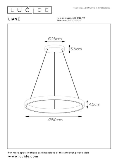 Lucide LIANE - Pendant light - Ø 80 cm - LED Dim. - CCT - 2x36W 2700K/4000K - Suitable for double-height spaces and high ceiling - Rust Brown - Vibes